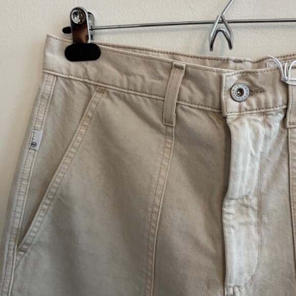 NEW AG Jeans Camille Utility Barrel Leg Denim Jeans Size 28 Oatmeal Beige - Picture 7 of 10